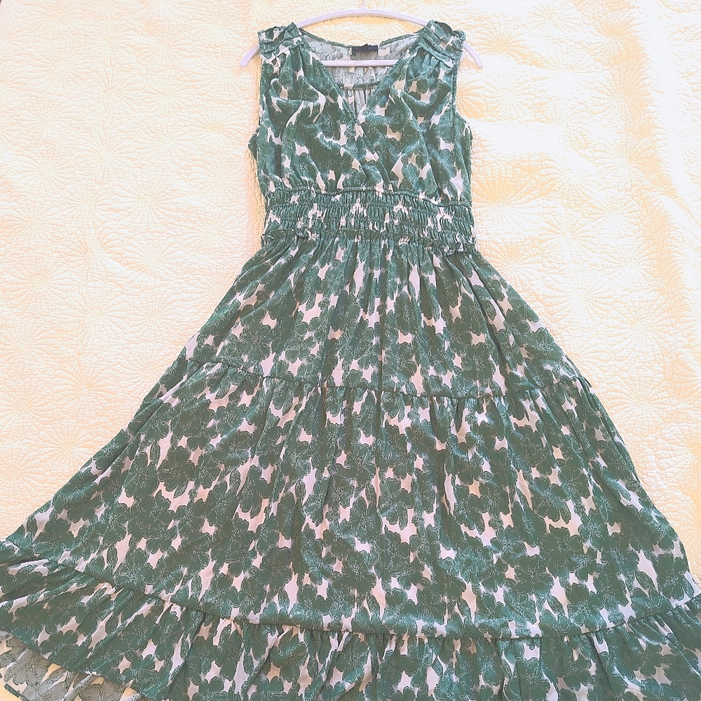 Current Air (Anthropologie) Floral Jacquard Tiered Maxi Dress